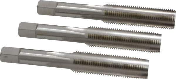 Hertel - 1/2-20 UNF, 4 Flute, Bottoming, Plug & Taper, Bright Finish, High Speed Steel Tap Set - 3-3/8" OAL, 2B/3B Class of Fit - Exact Tool & Supply
