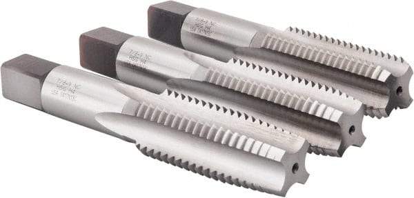 Hertel - 7/8-9 UNC, 4 Flute, Bottoming, Plug & Taper, Bright Finish, High Speed Steel Tap Set - 4-11/16" OAL, 2B/3B Class of Fit - Exact Tool & Supply