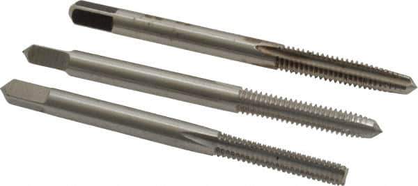 Hertel - #8-32 UNC, 4 Flute, Bottoming, Plug & Taper, Bright Finish, High Speed Steel Tap Set - 2-1/8" OAL, 2B/3B Class of Fit - Exact Tool & Supply