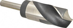 Hertel - 1-1/2" Drill, 118° Point, High Speed Steel Silver Deming & Reduced Shank Drill Bit - Oxide Finish, 6" OAL, Straight Shank, 3" Flute Length, Right Hand Cut, Standard Point, Spiral Flute, Regular Spiral - Exact Tool & Supply