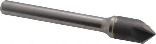 Hertel - 3/8" Head Diam, 1/4" Shank Diam, 3 Flute 90° Solid Carbide Countersink - Bright Finish, 2-1/2" OAL, Single End, Straight Shank, Right Hand Cut - Exact Tool & Supply