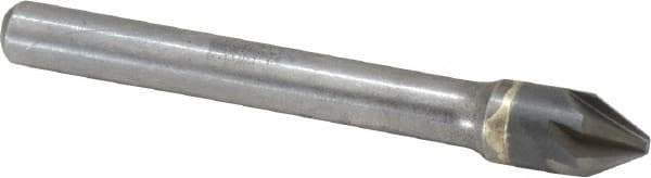 Hertel - 5/16" Head Diam, 1/4" Shank Diam, 6 Flute 60° Solid Carbide Countersink - Bright Finish, 2-1/2" OAL, Single End, Straight Shank, Right Hand Cut - Exact Tool & Supply