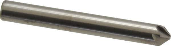 Hertel - 1/4" Head Diam, 1/4" Shank Diam, 6 Flute 90° Solid Carbide Countersink - Bright Finish, 2" OAL, Single End, Straight Shank, Right Hand Cut - Exact Tool & Supply