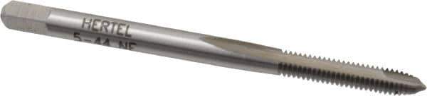 Hertel - #5-44 UNF, 2 Flute, Bright Finish, High Speed Steel Spiral Point Tap - Plug Chamfer, Right Hand Thread, 1-15/16" OAL, 2B Class of Fit - Exact Tool & Supply