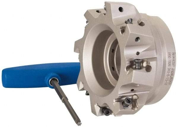 Iscar - 8 Inserts, 4" Cut Diam, 1-1/2" Arbor Diam, 0.642" Max Depth of Cut, Indexable Square-Shoulder Face Mill - 0/90° Lead Angle, 2" High, H490 AN.X 17 Insert Compatibility, Through Coolant, Series Helido - Exact Tool & Supply
