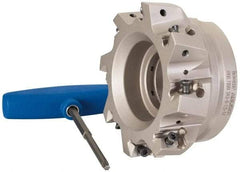 Iscar - 8 Inserts, 4" Cut Diam, 1-1/2" Arbor Diam, 0.642" Max Depth of Cut, Indexable Square-Shoulder Face Mill - 0/90° Lead Angle, 2" High, H490 AN.X 17 Insert Compatibility, Through Coolant, Series Helido - Exact Tool & Supply
