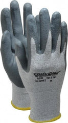 PRO-SAFE - Size M (8), ANSI Cut Lvl A2, Puncture Lvl 3, Abrasion Lvl 4, Nitrile Coated HPPE Fiber Cut Resistant Gloves - 9" Long, Palm & Fingers Coated, HPPE Fiber Lining, Knit Wrist, Black and Gray w/ Gray Coating, Paired - Exact Tool & Supply