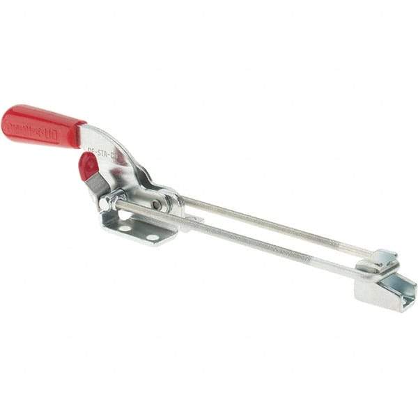 De-Sta-Co - 719 Lb Capacity, Horizontal, U Hook, Flanged Base, Carbon Steel Pull Action Latch Clamp - 1-3/4" Drawing Movement, 10-17/32" OAL, Threaded U Hook, Straight Handle - Exact Tool & Supply