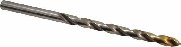DORMER - #5 118° High Speed Steel Jobber Drill - TiN Finish, Right Hand Cut, Spiral Flute, Straight Shank, 3-3/4" OAL, Split Point - Exact Tool & Supply