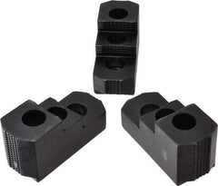 H & R Manufacturing - 12" Max Chuck Diam Compatibility, Case Hardened Steel 1.5mm x 60° Serrated Hard Lathe Top Jaws - 2 Steps, 0.827" Groove Width, 2" Wide x 4-7/8" Long x 2-15/32" High - Exact Tool & Supply