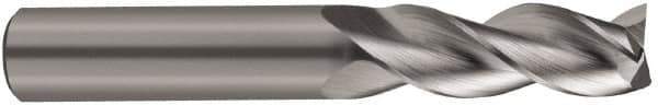 SGS - 5/16", 1-1/4" LOC, 5/16" Shank Diam, 4" OAL, 3 Flute, Solid Carbide Square End Mill - Single End, Uncoated, Spiral Flute, 38° Helix, Right Hand Cut, Right Hand Flute, Series 43 - Exact Tool & Supply