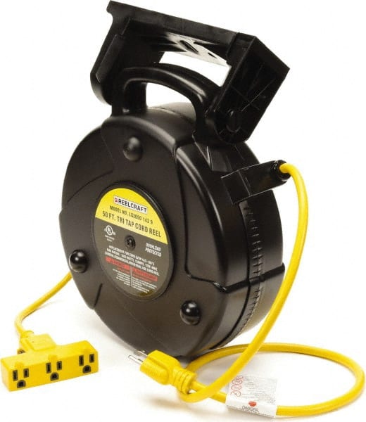 Reelcraft - 14 AWG, 50' Long Cord and Cable Reel with Outlet End - Exact Tool & Supply