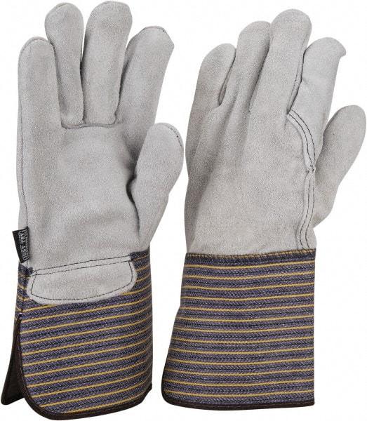MCR Safety - Size L (9) Cowhide General Protection Work Gloves - For General Purpose, Uncoated, Gauntlet Cuff, Full Fingered, White, Paired - Exact Tool & Supply
