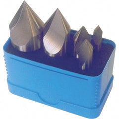 Interstate - 5 Piece, 1/4 to 1" Head Diam, 100° Included Angle, Single End Countersink Set - Exact Tool & Supply