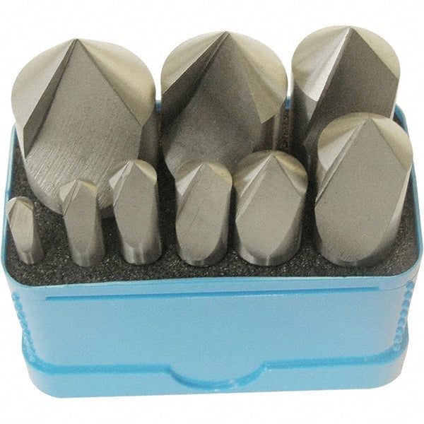 Interstate - 9 Piece, 3/16 to 1" Head Diam, 100° Included Angle, Single End Countersink Set - Exact Tool & Supply