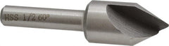 Interstate - 1/2" Head Diam, 1/4" Shank Diam, 1 Flute 60° High Speed Steel Countersink - Exact Tool & Supply