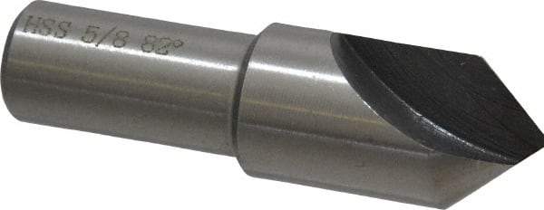 Interstate - 5/8" Head Diam, 1/2" Shank Diam, 1 Flute 82° High Speed Steel Countersink - Bright Finish, 2-1/4" OAL, Single End, Straight Shank, Right Hand Cut - Exact Tool & Supply