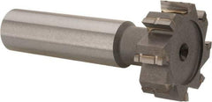 Made in USA - 1" Diam x 5/16" Face Width, Carbide-Tipped, 8 Teeth, Shank Connection Woodruff Keyseat Cutter - Uncoated, 2-5/16" OAL x 1/2" Shank, Straight Teeth, ANSI 1008, Old Standard B - Exact Tool & Supply