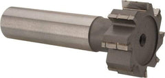 Made in USA - 1" Diam x 3/8" Face Width, Carbide-Tipped, 8 Teeth, Shank Connection Woodruff Keyseat Cutter - Uncoated, 2-3/8" OAL x 1/2" Shank, Straight Teeth, ANSI 1208, Old Standard 152 - Exact Tool & Supply