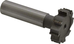 Made in USA - 1-1/8" Diam x 5/16" Face Width, Carbide-Tipped, 8 Teeth, Shank Connection Woodruff Keyseat Cutter - Uncoated, 2-5/16" OAL x 1/2" Shank, Straight Teeth, ANSI 1009, Old Standard C - Exact Tool & Supply