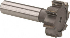 Made in USA - 1-1/4" Diam x 3/8" Face Width, Carbide-Tipped, 8 Teeth, Shank Connection Woodruff Keyseat Cutter - Uncoated, 2-3/8" OAL x 1/2" Shank, Straight Teeth, ANSI 1210, Old Standard E - Exact Tool & Supply