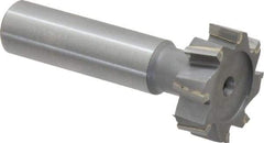 Made in USA - 1" Diam x 5/16" Face Width, Carbide-Tipped, 8 Teeth, Shank Connection Woodruff Keyseat Cutter - Uncoated, 2-5/16" OAL x 1/2" Shank, Staggered Teeth, ANSI 1008, Old Standard B - Exact Tool & Supply
