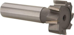 Made in USA - 1" Diam x 3/8" Face Width, Carbide-Tipped, 8 Teeth, Shank Connection Woodruff Keyseat Cutter - Uncoated, 2-3/8" OAL x 1/2" Shank, Staggered Teeth, ANSI 1208, Old Standard 152 - Exact Tool & Supply