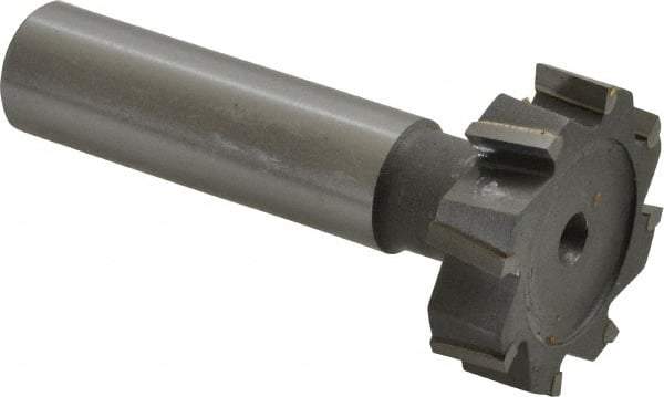 Made in USA - 1-1/8" Diam x 5/16" Face Width, Carbide-Tipped, 8 Teeth, Shank Connection Woodruff Keyseat Cutter - Uncoated, 2-5/16" OAL x 1/2" Shank, Staggered Teeth, ANSI 1009, Old Standard C - Exact Tool & Supply