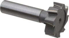 Made in USA - 1-1/4" Diam x 3/8" Face Width, Carbide-Tipped, 8 Teeth, Shank Connection Woodruff Keyseat Cutter - Uncoated, 2-3/8" OAL x 1/2" Shank, Staggered Teeth, ANSI 1210, Old Standard E - Exact Tool & Supply