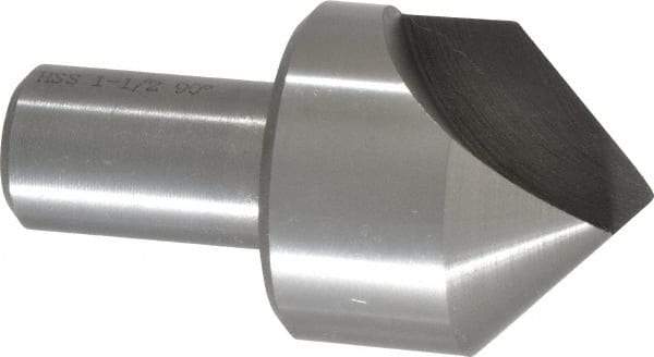 Interstate - 1-1/2" Head Diam, 3/4" Shank Diam, 1 Flute 90° High Speed Steel Countersink - Bright Finish, 2-7/8" OAL, Single End, Straight Shank, Right Hand Cut - Exact Tool & Supply