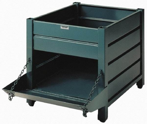 Steel King - 40" Long x 48" Wide x 24" High Steel Bin-Style Bulk Storage and Transport Container with 1 Gate - 4,000 Lb. Load Capacity - Exact Tool & Supply