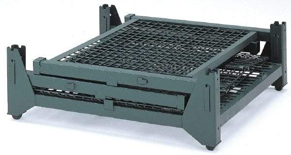 Steel King - 45" Long x 48" Wide x 42" High Wire Mesh Collapsible Bulk Storage and Transport Container with 2 Gates - 4,000 Lb. Load Capacity - Exact Tool & Supply