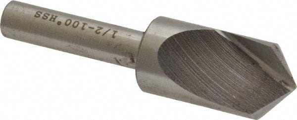 Interstate - 1/2" Head Diam, 1/4" Shank Diam, 1 Flute 100° High Speed Steel Countersink - Exact Tool & Supply