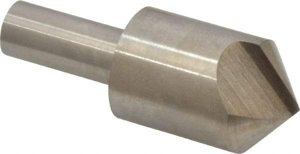 Interstate - 1" Head Diam, 1/2" Shank Diam, 1 Flute 100° High Speed Steel Countersink - Bright Finish, 2-3/4" OAL, Single End, Straight Shank, Right Hand Cut - Exact Tool & Supply