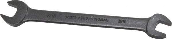 Proto - 3/8" x 7/16" Standard Open End Wrench - 5-7/8" OAL, Double End, Black Finish, 15° Head Angle - Exact Tool & Supply