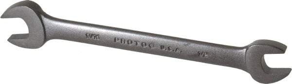 Proto - 1/2" x 9/16" Standard Open End Wrench - 7-7/64" OAL, Double End, Black Finish, 15° Head Angle - Exact Tool & Supply
