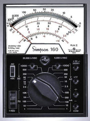 Simpson Electric - 12271, 1,000 VAC/VDC, Analog Manual Ranging Multimeter - 30 mOhm, Measures Voltage, Current, Resistance - Exact Tool & Supply