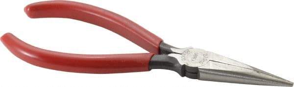 Urrea - 6-5/8" OAL, 1-55/64" Jaw Length x 23/32" Jaw Width, Long Nose Needle Nose Pliers - Serrated Jaw, Chain Nose Head, Rubber Grip Handles - Exact Tool & Supply