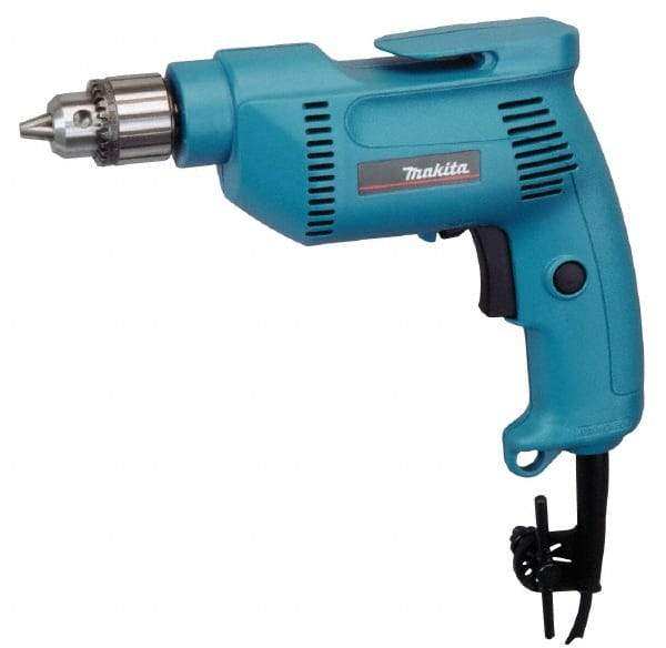Makita - 3/8" Keyed Chuck, 2,500 RPM, Pistol Grip Handle Electric Drill - 4.9 Amps, 115 Volts, Reversible, Includes Chuck Key & Drill Chuck - Exact Tool & Supply