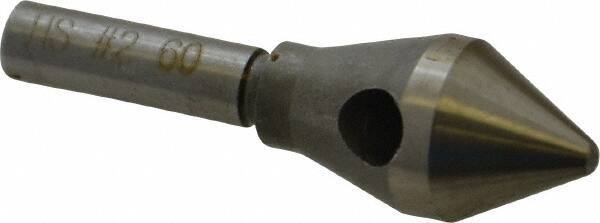 Interstate - 1/4" Shank Diam, 0 Flute 60° High Speed Steel Countersink - Bright Finish, Single End, Straight Shank, Right Hand Cut - Exact Tool & Supply