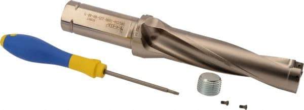 Iscar - 5" Max Drill Depth, 4xD, 1-1/4" Diam, Indexable Insert Drill - 1-1/4" Shank Diam, Whistle Notch Shank - Exact Tool & Supply