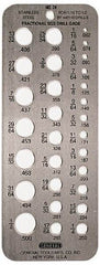 General - #60 Wire to #1 Wire Hole Size Drill Gage - 6-1/2 Inch Long, 2-1/2 Inch Wide, 60 Holes - Exact Tool & Supply
