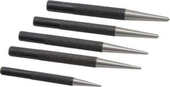 General - 5 Piece, 1/16 to 5/32", Center Punch Set - Round Shank, Comes in Vinyl Case - Exact Tool & Supply