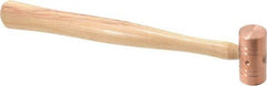 Made in USA - 1/2 Lb Head 3/4" Face Copper Nonmarring Hammer - 10-1/2" OAL, Wood Handle - Exact Tool & Supply