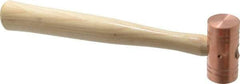 Made in USA - 1 Lb Head 1-1/4" Face Copper Nonmarring Hammer - 10-1/2" OAL, Wood Handle - Exact Tool & Supply