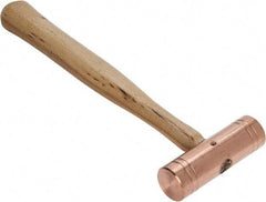Made in USA - 1-1/2 Lb Head 1-1/4" Face Copper Nonmarring Hammer - 12" OAL, Wood Handle - Exact Tool & Supply