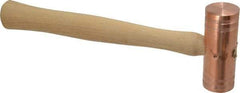 Made in USA - 2 Lb Head 1-1/2" Face Copper Nonmarring Hammer - 13" OAL, Wood Handle - Exact Tool & Supply