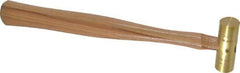 Made in USA - 1/4 Lb Head 3/4" Face Brass Nonmarring Hammer - 10-1/2" OAL, Wood Handle - Exact Tool & Supply