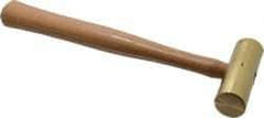 Made in USA - 1-1/2 Lb Head 1-1/4" Face Brass Nonmarring Hammer - 12" OAL, Wood Handle - Exact Tool & Supply