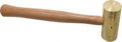 Made in USA - 3 Lb Head 1-3/4" Face Brass Nonmarring Hammer - 14" OAL, Wood Handle - Exact Tool & Supply